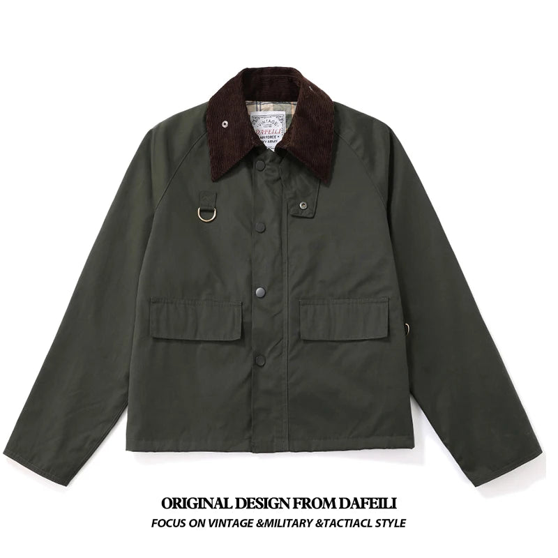 Outdoor hunting tactical plus size men's windbreaker baseball check work cropped corduroy waterproof fishing plaid jacket