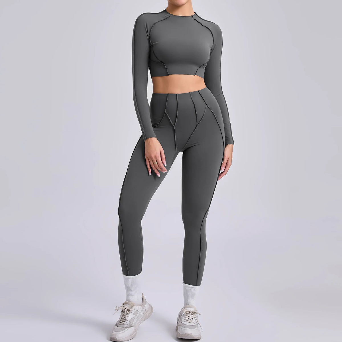 Women's Contrast Seam Bra And Leggings Yoga Set