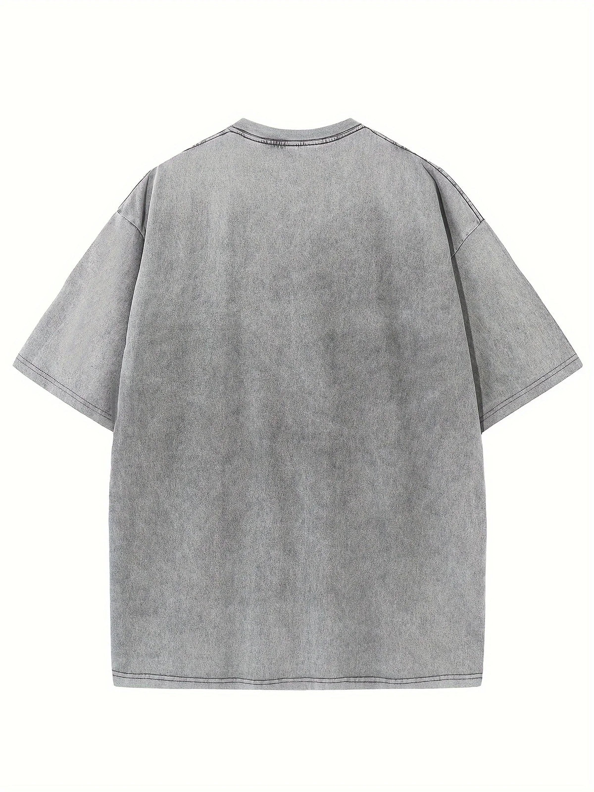 Retro Washed Pattern High-quality Cotton Men's T-shirt - Loose Fit Short Sleeved Round Neck Top