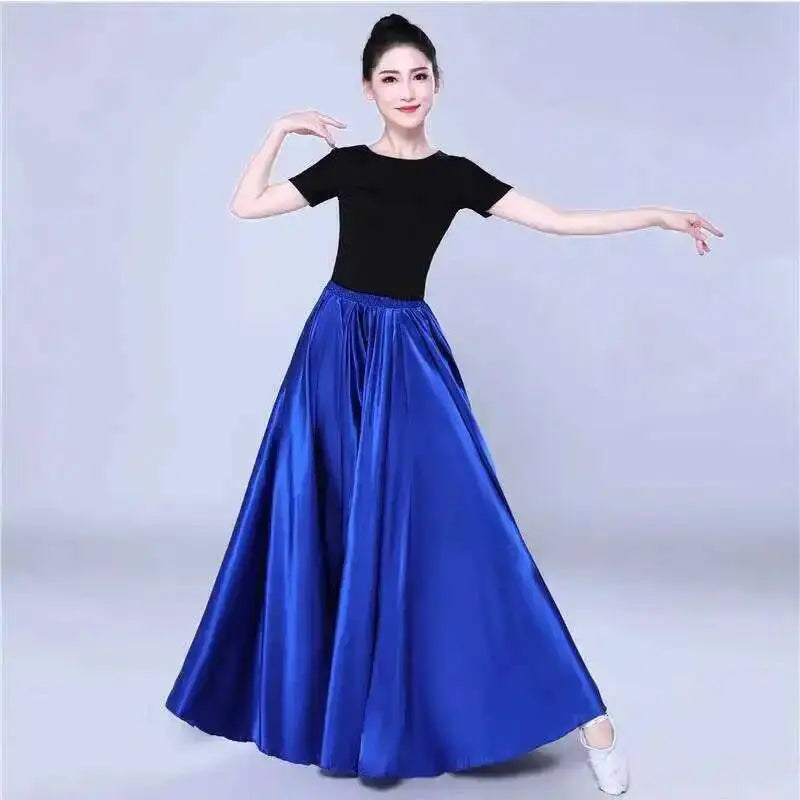 Women's Long Satin-Look Belly Dance Skirt with Separate Top Option