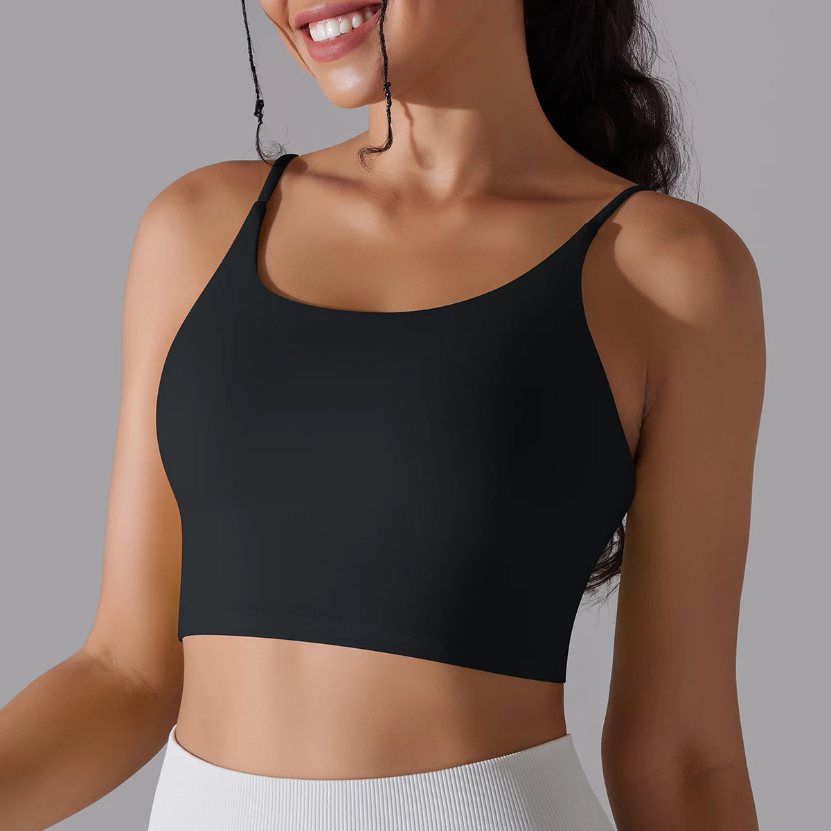 Women's Nylon Blend Sports Bra with Double Back Straps and Padding