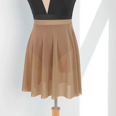 Women's Pull-On Mesh Ballet Skirt with Elastic Waist and Flowing Hem