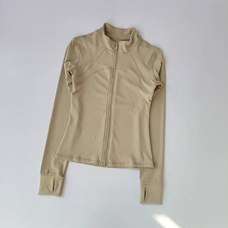 Stand Collar Long Sleeve Full Zip Yoga Training Jacket