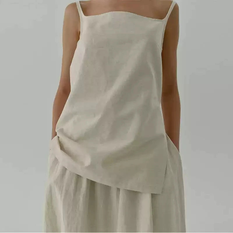 Women's Cotton-Linen Loose A-Line Ankle-Length Skirt with Pockets for Casual Everyday Outfits