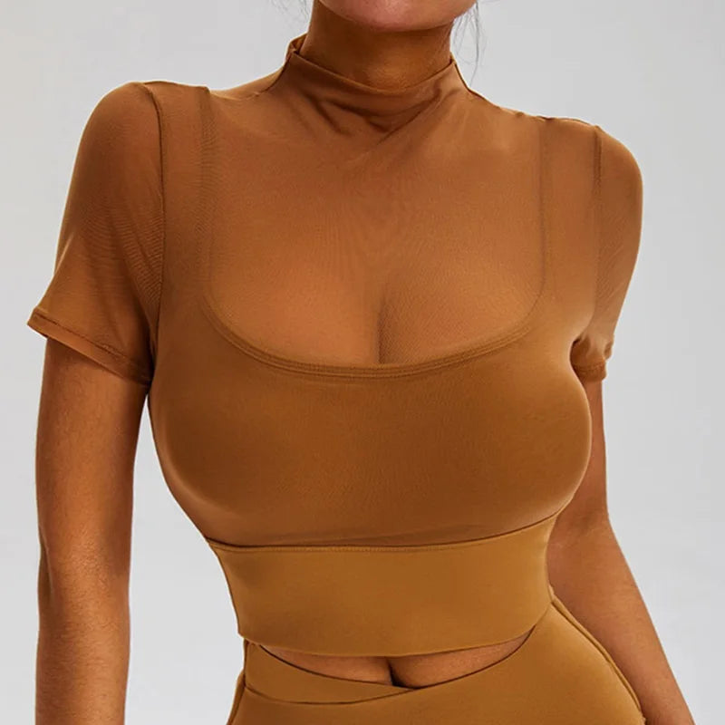 Women's Square-Neck Long-Sleeve Workout Crop Top