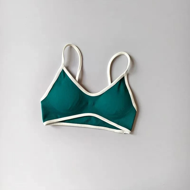 Women's Contrast Trim Thin Strap Sports Bra
