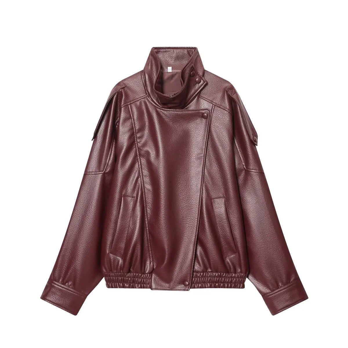 Women's Faux-Leather Stand-Collar Zip-Front Jacket