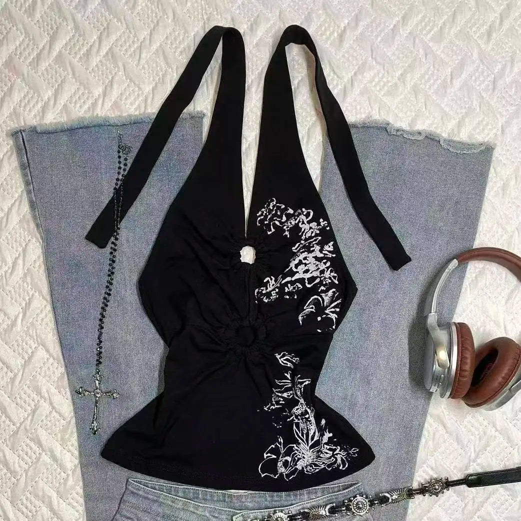Women's Printed Polyester Camisole with Thin Straps and Multiple Graphic Styles