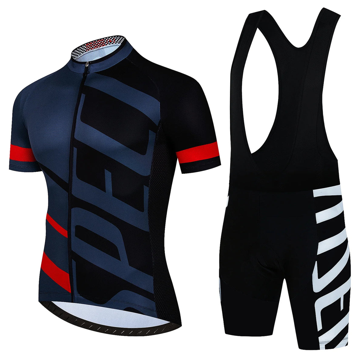 Men's Summer Cycling Jersey and Bottom Set with Zip-Front Top Styles