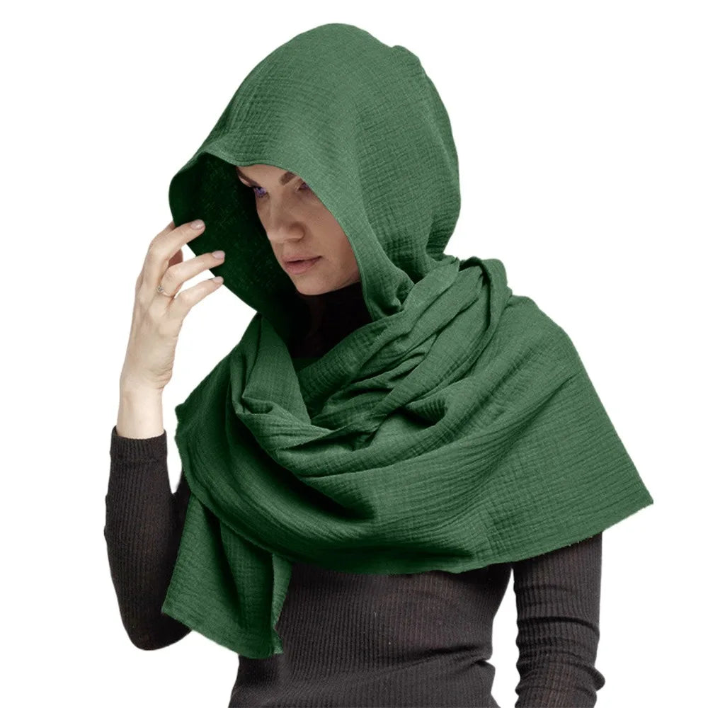 Hooded Draped Cowl Scarf for Layering over Outfits