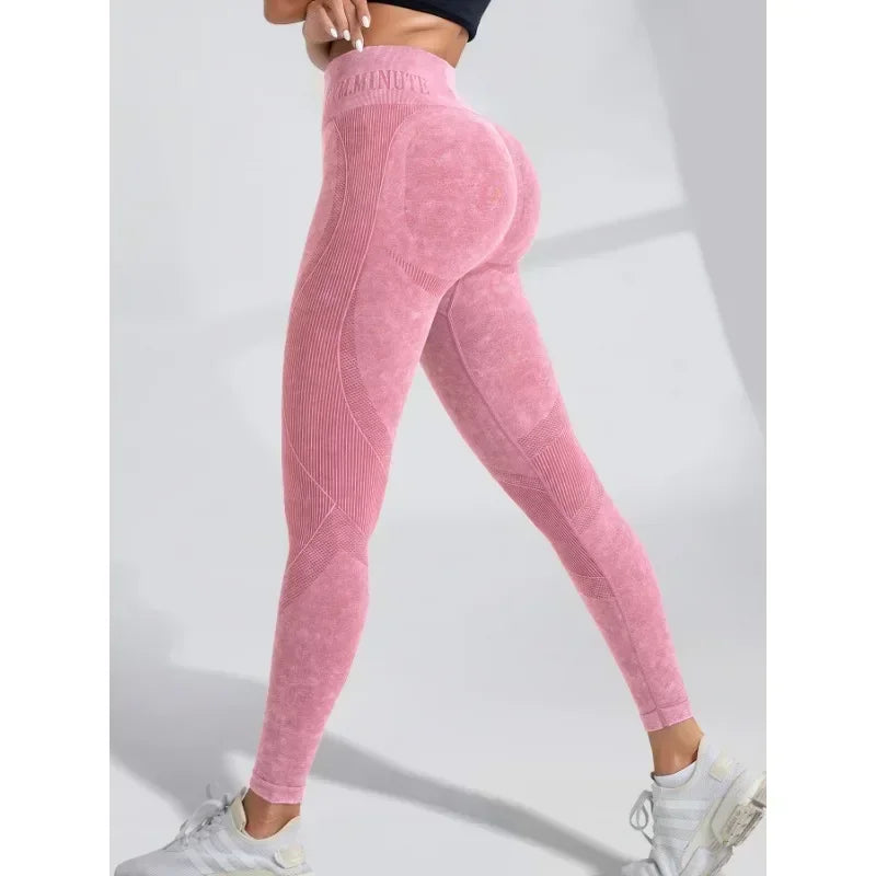 Women's High-Waist Seamless Washed-Look Ankle-Length Yoga Leggings