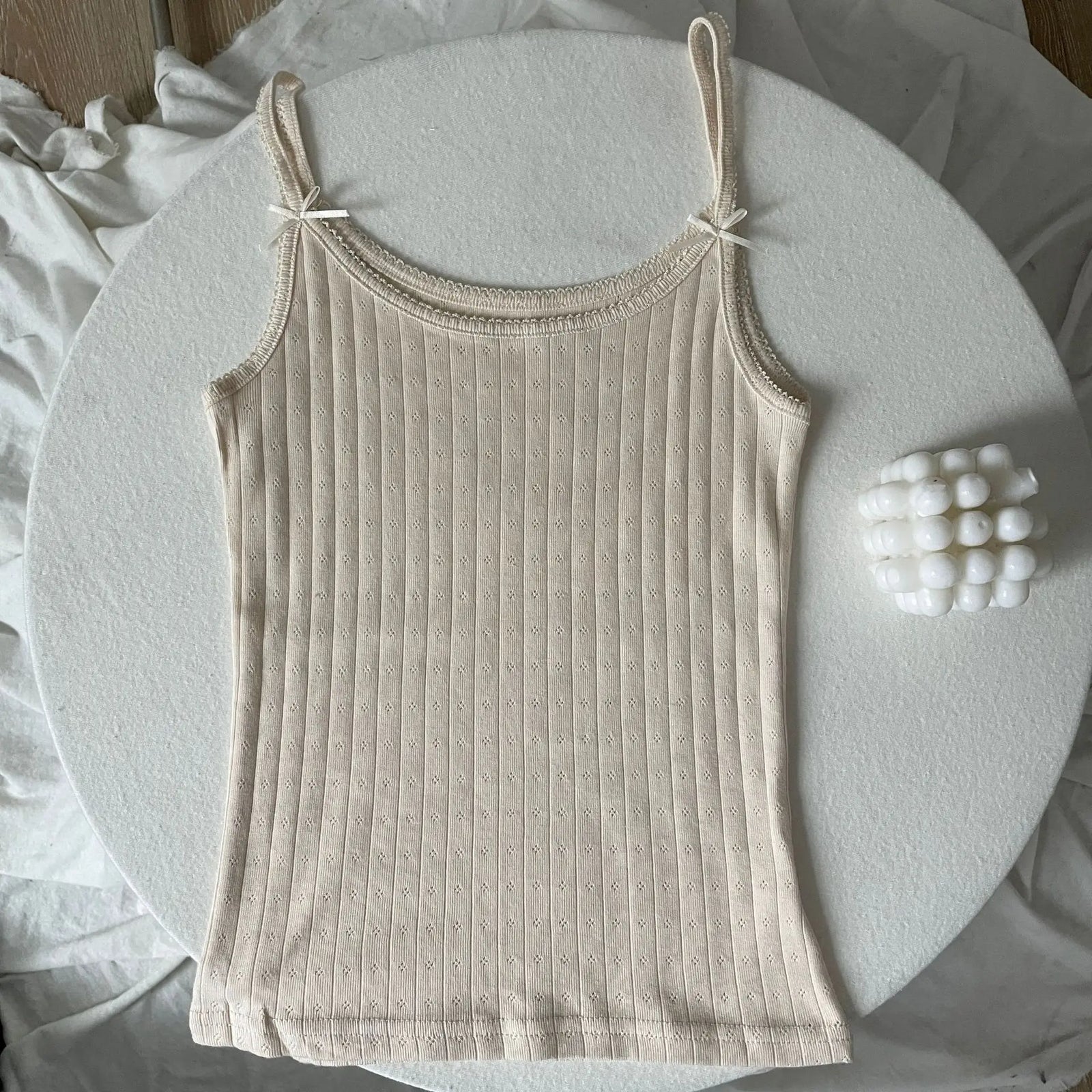 Women's Lace Trim Cotton Blend Camisole with Bow and Mixed Pattern Options