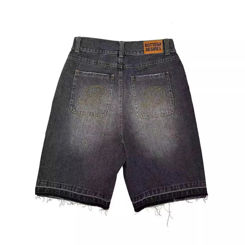 Men's Embroidered Denim Shorts for Casual Everyday Wear