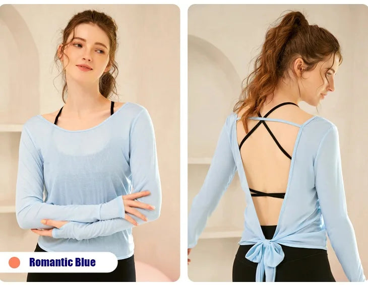 Women's Tie-Back Long-Sleeve Workout Cover-Up