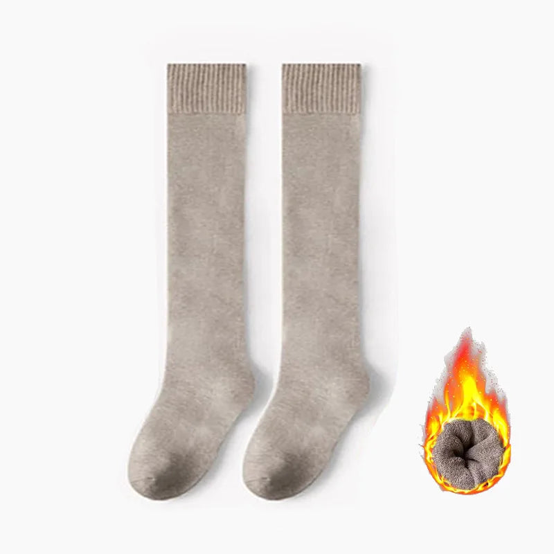 Solid Knee High Socks with Long Knit Shape