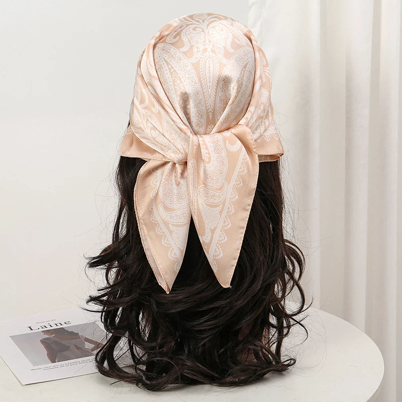 Floral Print Square Scarf for Head and Neck Styling