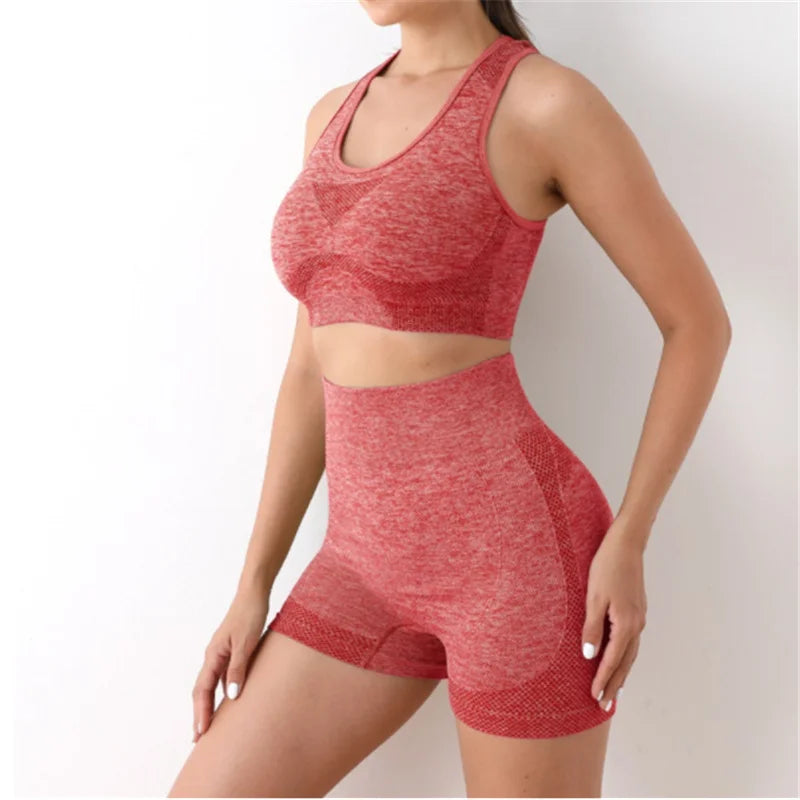 Women's Racerback Bra And Shorts Yoga Set For Workout Outfits