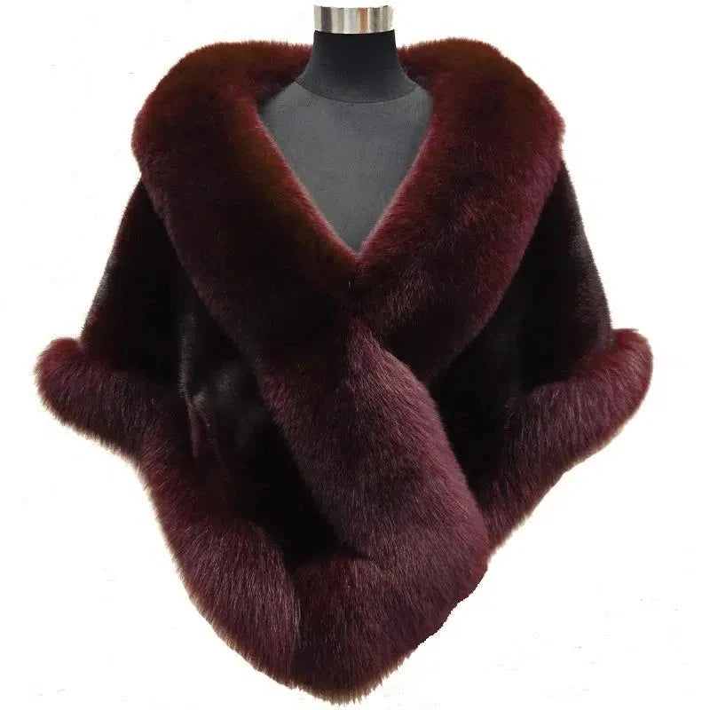 Plush Crossover Wrap Cape for Layering over Outfits