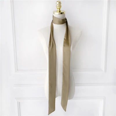 Solid Long Narrow Ribbon Scarf with Pointed Ends