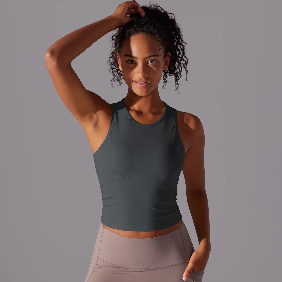 Women's Scoop Neck Longline Sleeveless Tank Top For Workout Outfits