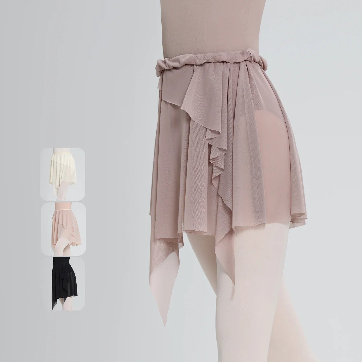 Women's Asymmetric Mesh Ballet Skirt with Elastic Waist for Practice