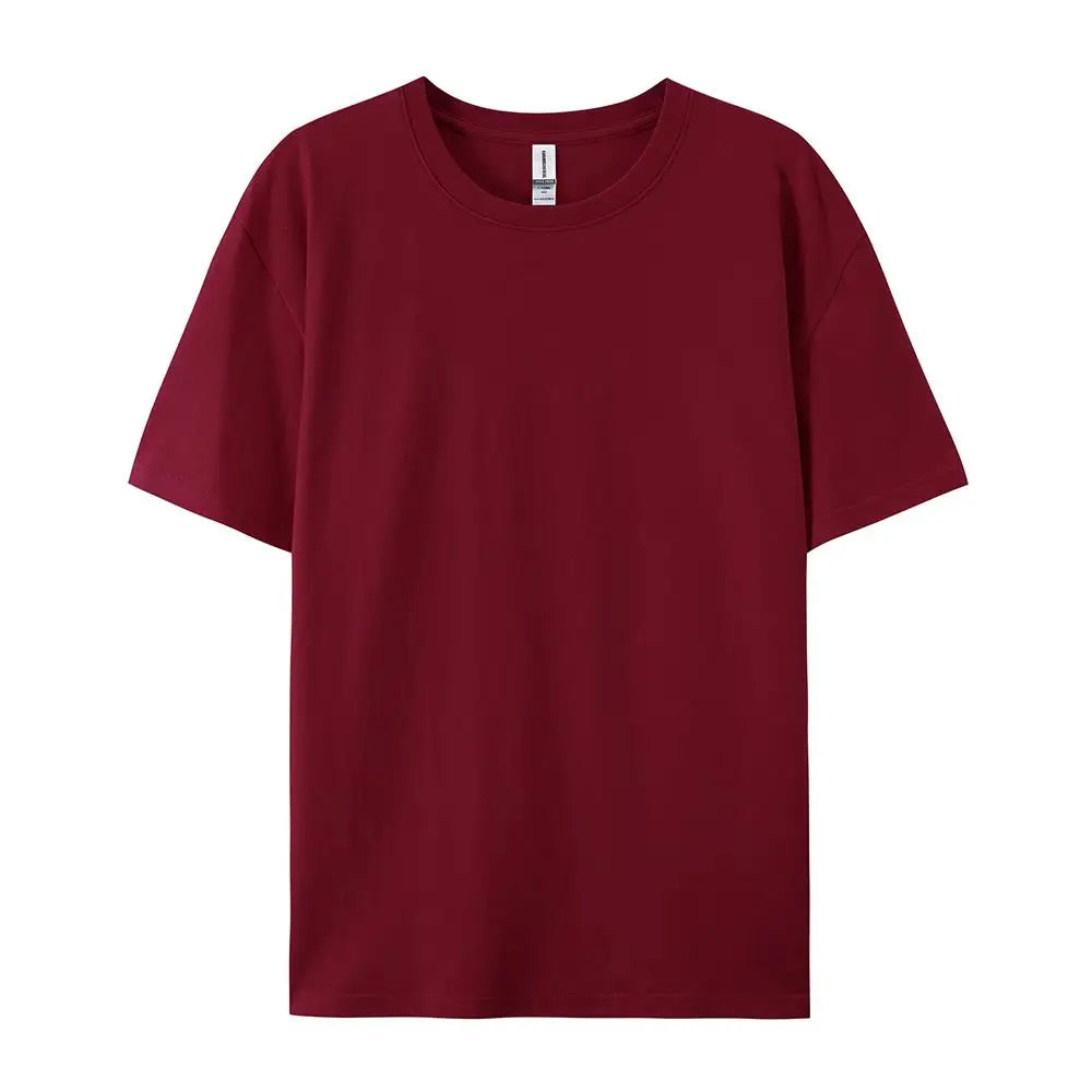 Solid Crew Neck Short Sleeve Cotton Casual T Shirt