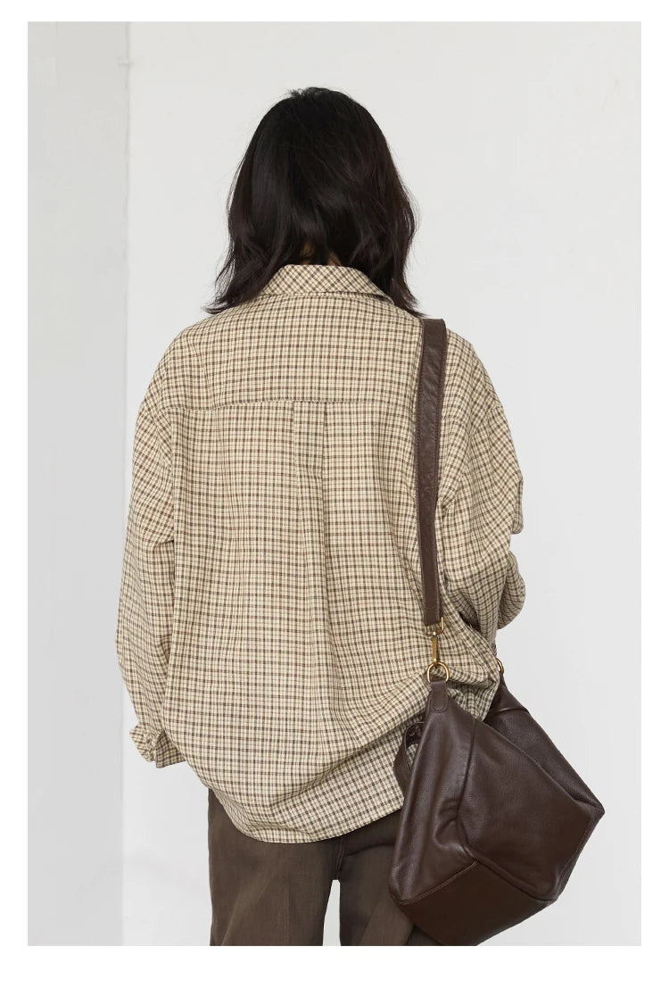 Women's Checked Long Sleeve Shirt with Plain Colour Options