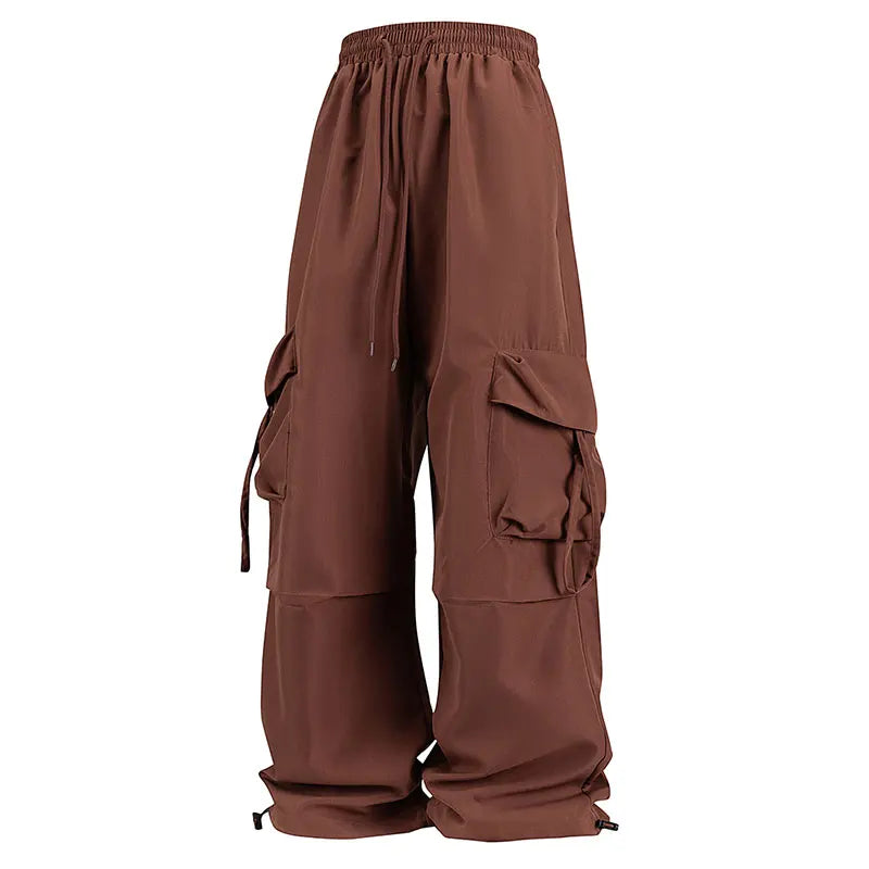 Women's Loose Cargo Pants with Elastic Waist and Adjustable Cuffs