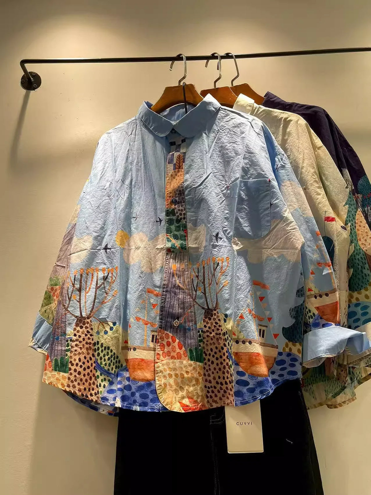 Women's Colourful Patchwork Print Long Sleeve Shirt