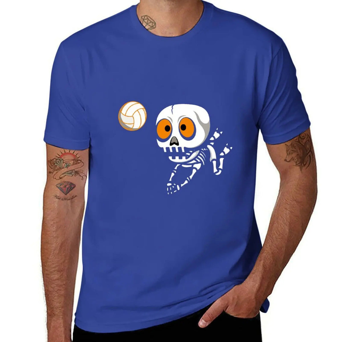 Skeleton Volleyball Graphic Short Sleeve T-shirt For Sports Outfits