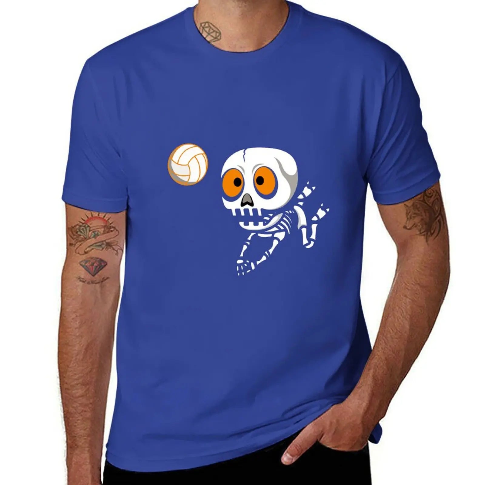 Skeleton Volleyball Graphic Short Sleeve T-shirt For Sports Outfits