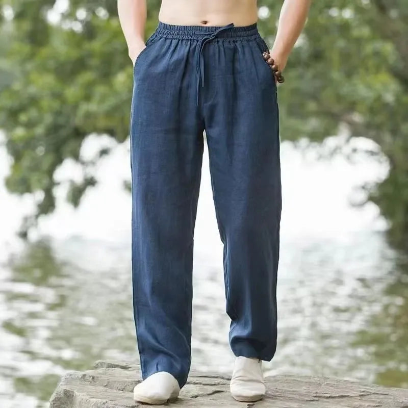 Men's Drawstring Straight Leg Cotton Pants