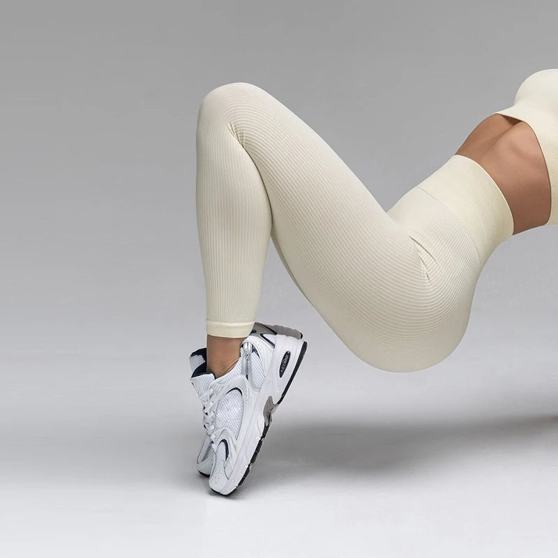 Women's Ribbed Full Length Leggings For Workout Outfits