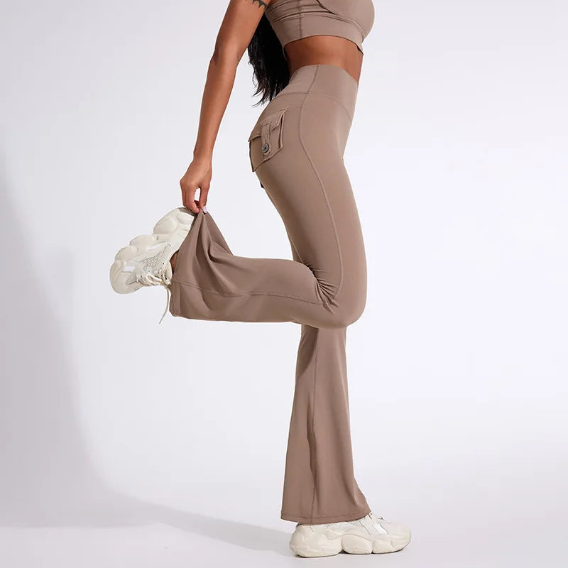Women's Back Pocket Flared Leggings For Workout Outfits
