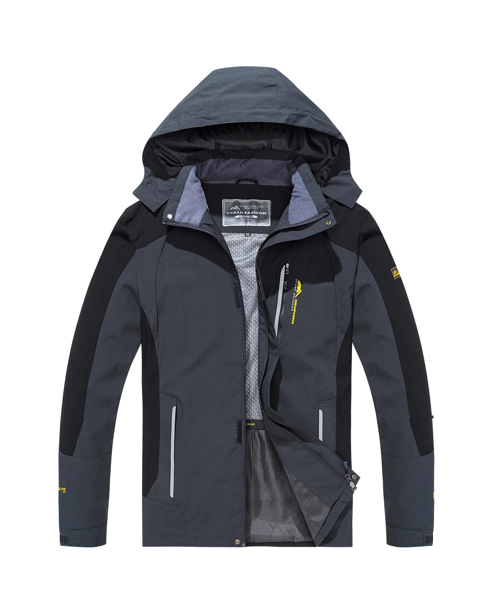 Men's Colour Block Hooded Zip Front Jacket