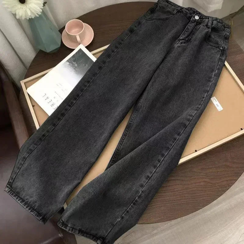 Women's Black Embroidered Baggy Fit Denim Jeans For Everyday Outfits