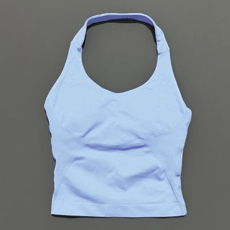 Women's Halter Neck Longline Fitted Tank Top For Workout Outfits