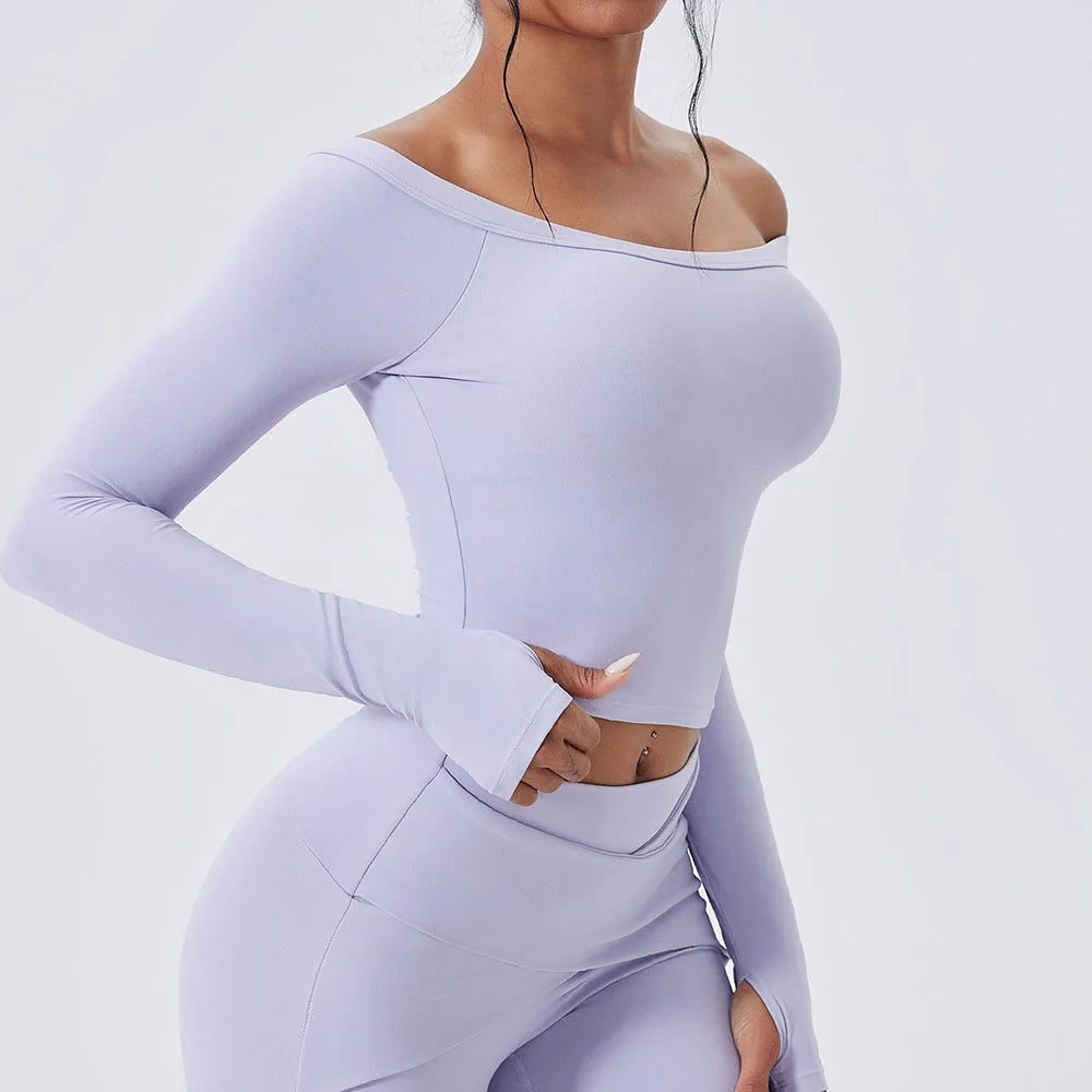 Women's Off-Shoulder Top and Shorts Workout Set