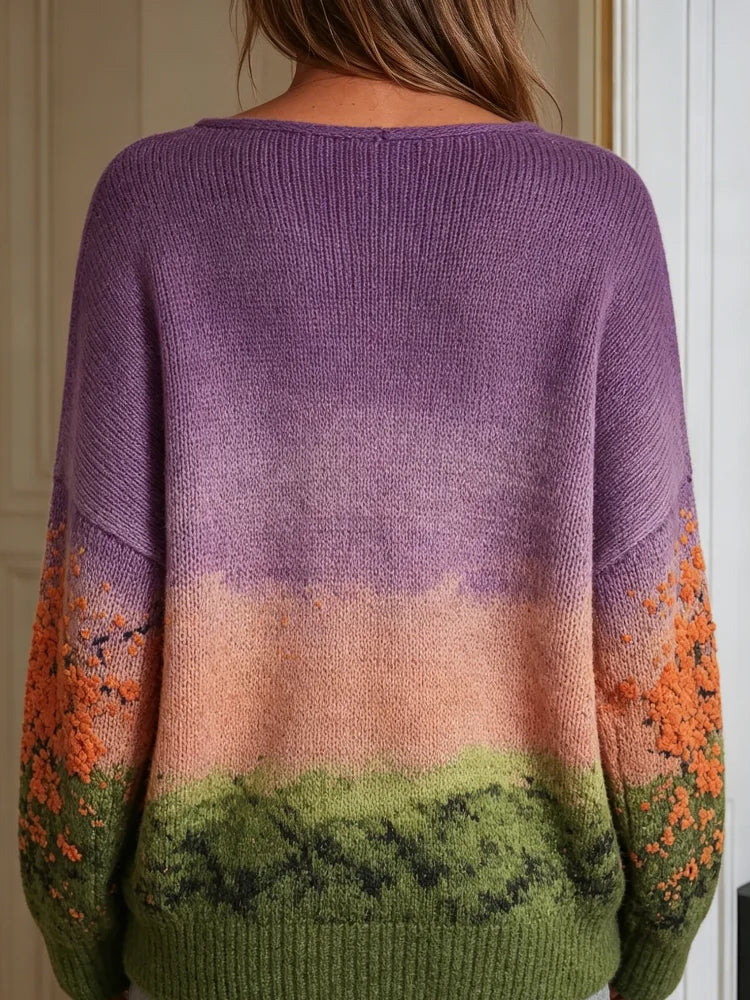 Women's Halloween Witch Graphic Crew Neck Sweater Casual Knit Layer