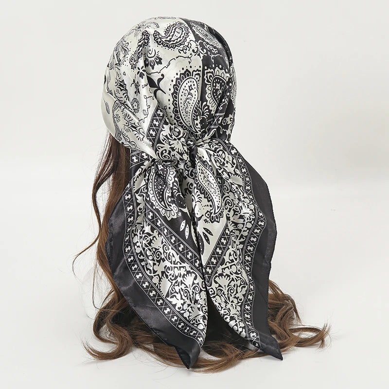 Printed Square Scarf with Ornate Paisley Pattern Options