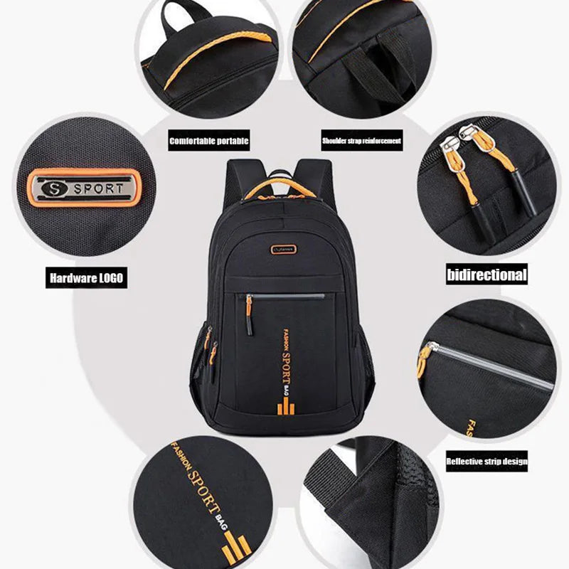 Multi Pocket Backpack with Contrasting Zippers and Carry Handle
