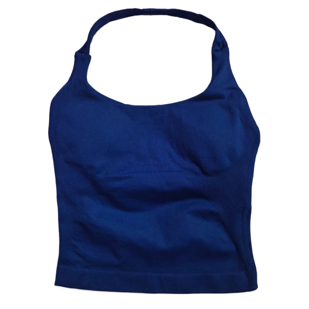 Women's Halter Neck Fitted Longline Tank Top For Workout Outfits