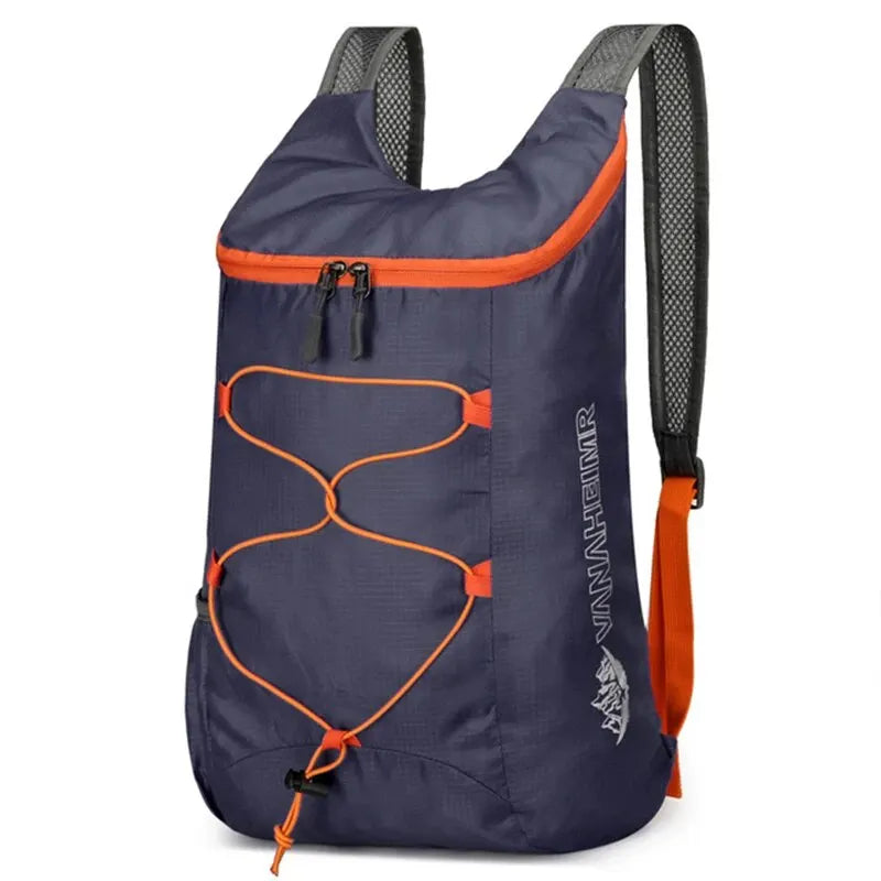 Foldable Outdoor Backpack with Front Cord and Side Pockets