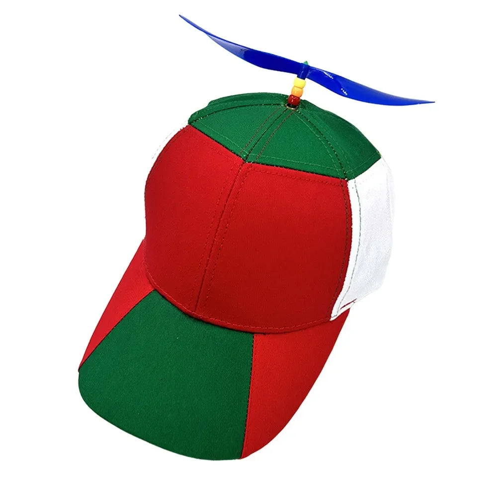 Color Block Baseball Cap with Decorative Top Propeller