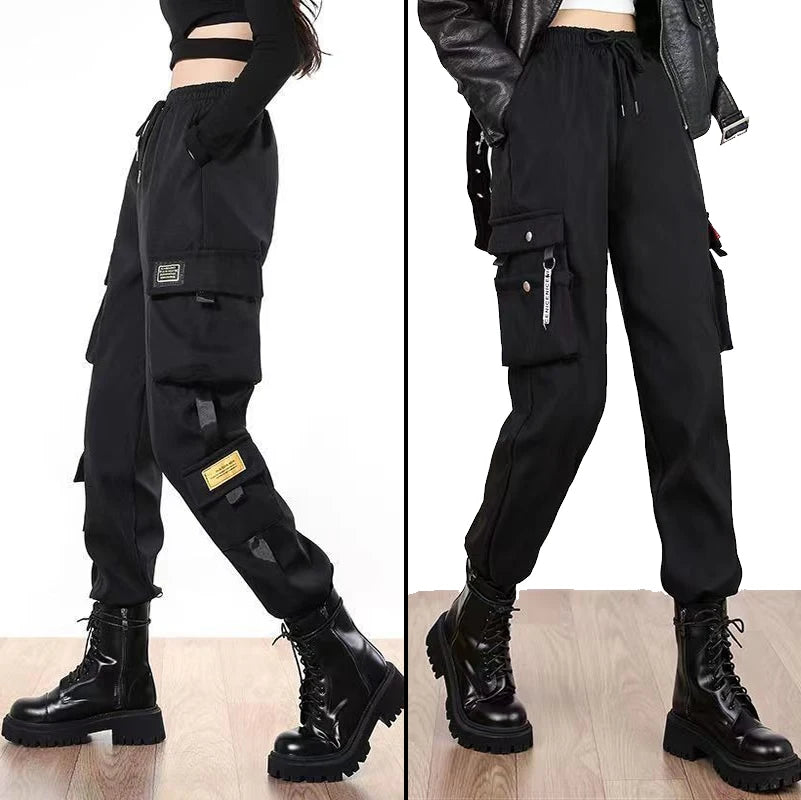 Women's Cargo Joggers with Contrast Panel and Strap Style Options