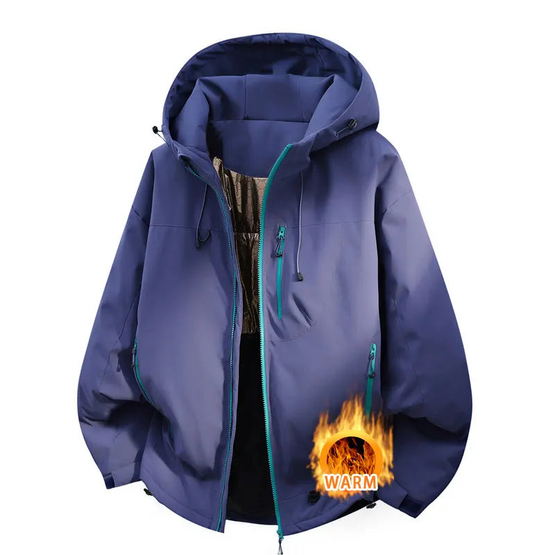 Hooded Long Sleeve Full Zip Outdoor Hiking Jacket with Pockets