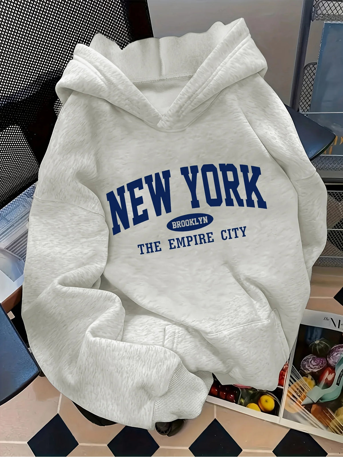 Letter Graphic Long Sleeve Pullover Casual Hoodie for Layering