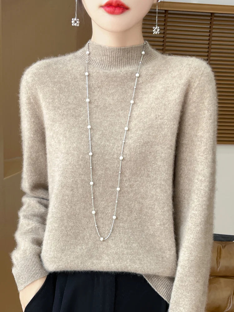 Women's Fluffy Crew Neck Long Sleeve Sweater Casual Knit Layer