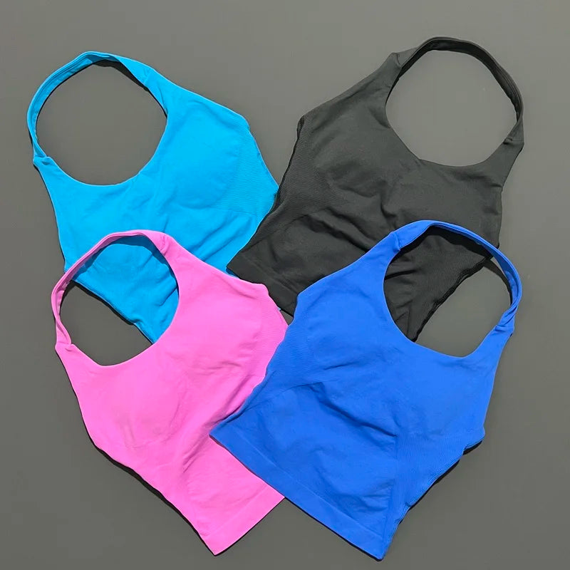 Women's Halter Neck Longline Fitted Tank Top For Workout Outfits