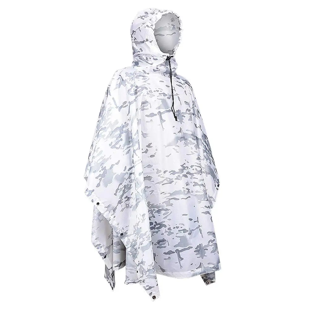Camouflage Hooded Poncho for Layering over Tops and Dresses